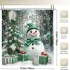 4Pcs Bathroom Shower Curtain Set Merry Christmas Winter Print Bathroom Curtain With 12 Hooks Non Slip Rugs Toilet Cover Mat Bathroom Partition