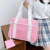 Handbag Portable Transparent Heart Pattern Large Capacity Nylon Material Soft Comfortable Shoulder
