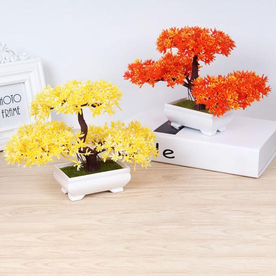 Artificial Plant Realistic Plants Potted Looking Eye-catching Plastic Simulation Bonsai Decor for Home