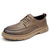 Spring and Autumn New Men's Shoes Leather Casual Soft Sole British Style Outdoor Men's Single Shoes Tide