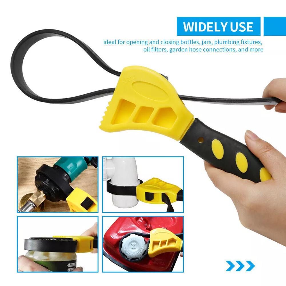 Multifunctional Belt Wrench Rubber Non-slip Handle Oil Filter Wrench Jar Opener Pipe Wrench Cartridge Disassembly Tool