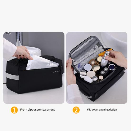Wasserdichte Reise-Kulturbeutel für Männer Frauen Weit zu öffnende aufblasbare Kosmetik-Make-up-Organizer-Tasche mit Griff für Shampoo Conditioner Make-up-Zubehör