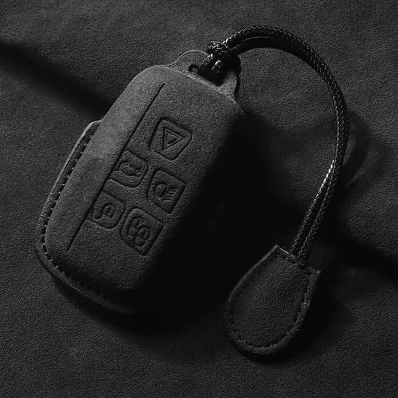 Suede Faux Leather Car Key Case Cover Protective for Jaguar XE XF XJ F-type F-pace E-pace Guitar Keychain Protector