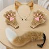 Animal Cosplay Set Kit Cosplay Chat Fluffy Tail Raised Paw Pads Gloves for Masquerade Events