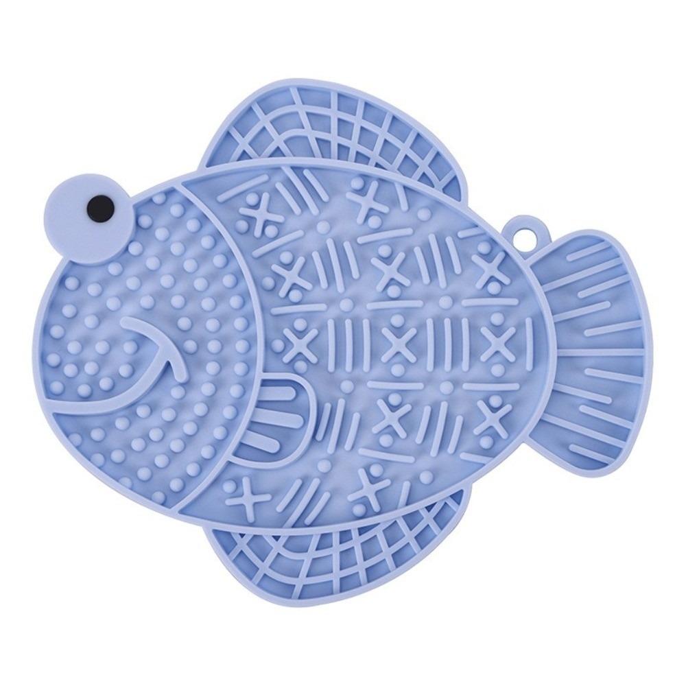 

Creative Patterns Pet Feeding Mat Frog and Fish Shape Lick Pad For Dogs Cats Blue Fish