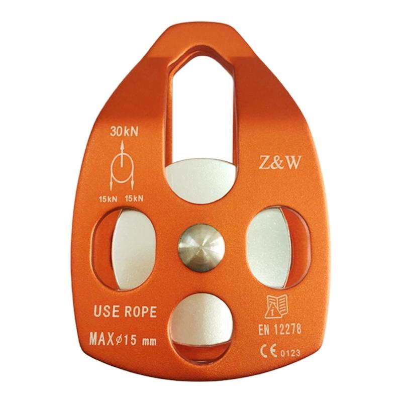 Stainless Flexible Active Pulley Sideplate Single Sheave Pulley 360degree Wwivel for Rock Climbing Hauling Gear 28KN