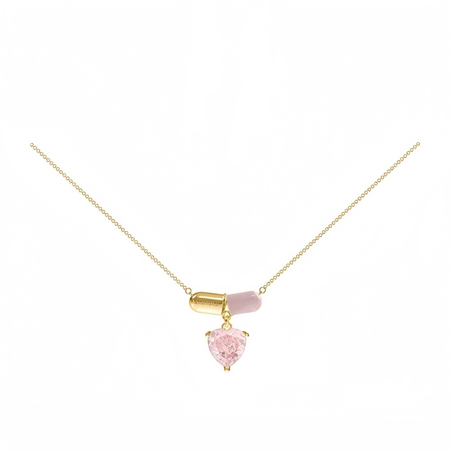 Capsule Diamond-Encrusted Titanium Steel Necklace, Simple Niche, Exquisite And Versatile Fashion Collarbone Chain
