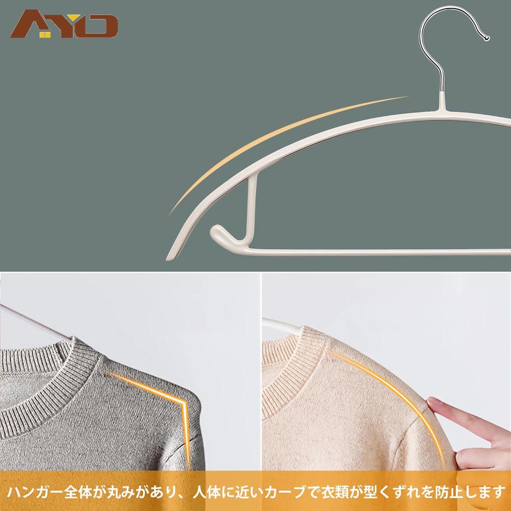 AYO Slim Prevents Clothes from Losing Their Ideal for and Stylish and Suitable for Both Wet and Dry Popular Non-Slip Hangers, 20-Pack, Black. Design,