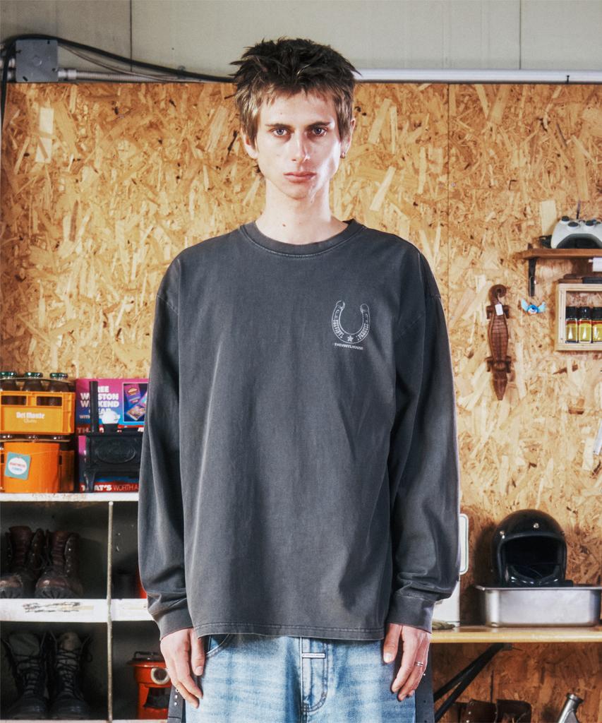 THEVINYLHOUSE Lucky House Ls Tee Charcoal