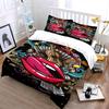 Pink lips, guitar, swirls. Bedding sets Duvet cover sets Duvet covers Pillowcases(1 * Duvet Cover 2 * Pillowcases without duvet insert)