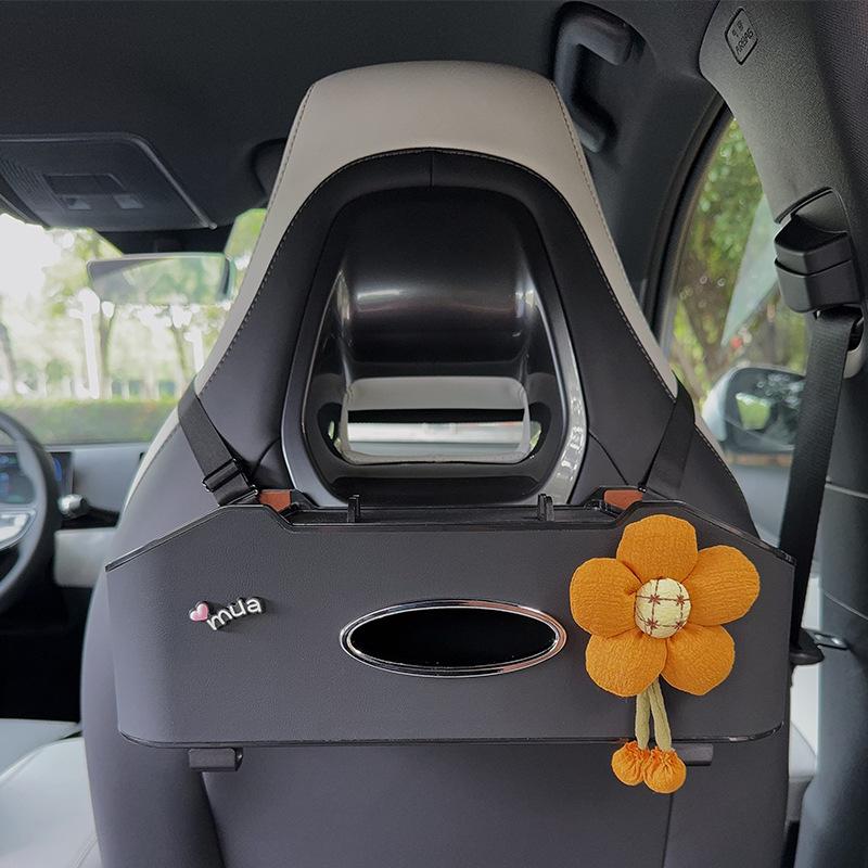 Aufbewahrungsbox für die Rücksitzlehne mit Taschentuchhalter & Getränkehalter - Multifunktionaler Organizer