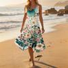 Women's Casual Fashion Sleeveless Floral Print Dress Scoop Neck Irregular Hem Mid-Length Summer Dress
