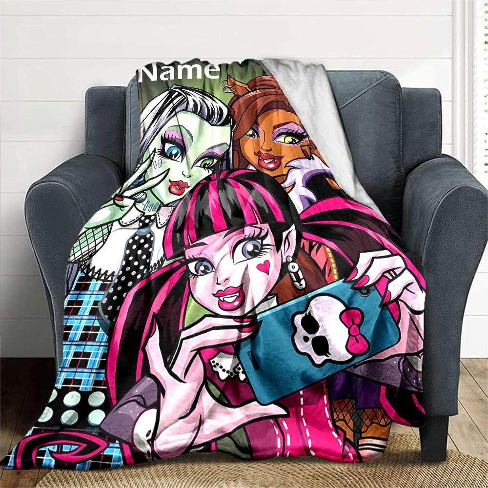 Customizable Monster High Draculaura2 Throw Blanket – Personalized Name, All-Season Cozy Snug Blanket, Machine Washable, Personalized Blanket