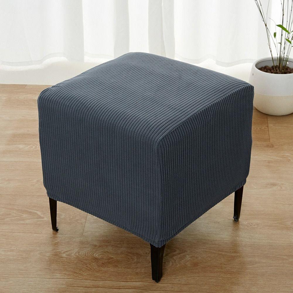 Jacquard Velvet Square Footstool Cover Square Shaped Solid Color Ottoman Dust Protector Soft Wear Resistant Footrest Cloth Cover