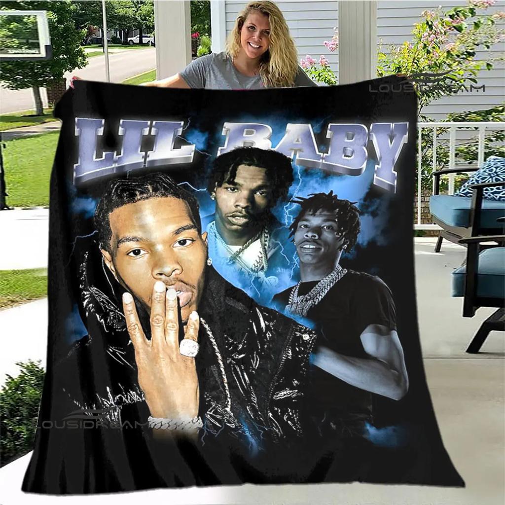 Hip -hop Singer Lil Baby Printing Blanket Children's Warm Blanket T Flange Blanket Home Travel Blanket Bed Linings Birthday Gift