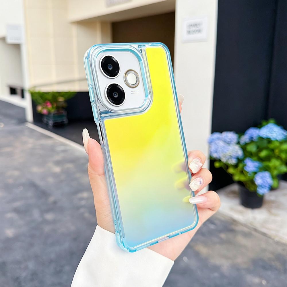 KEYSION Fashion Laser Gradient Colorful Phone Case for Redmi 13 12 5G Soft TPU+PC Shockproof Back Cover for Xiaomi POCO M6