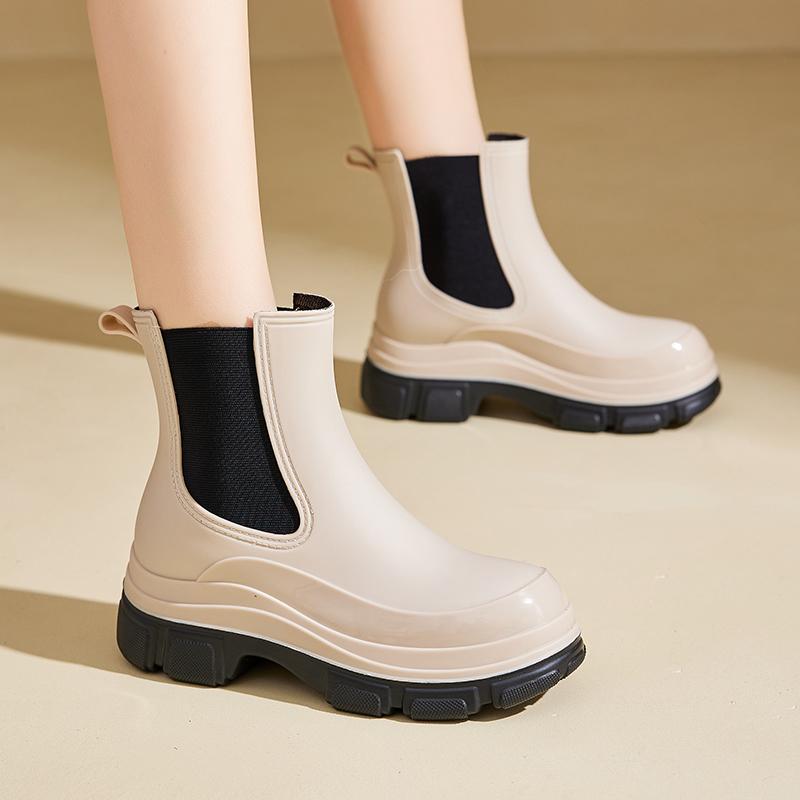 Stylish Women's Rain Shoes: Medium-cylinder Rain Boots For Outdoor Wear, Waterproof Rubber Shoes, Outdoor Wading Shoes