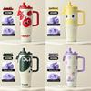Cartoon Style Vacuum Insulated Cup Stainless Steel Car Mug With Straw And Thickened Body For Outdoors