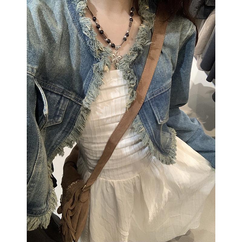 

Женский ретро джинсовый комплект куртка и юбка - Мода весна 2023 2XL