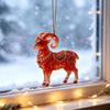 Acryl Rotes Schaf Weihnachtsbaumschmuck Set Durchscheinende Hängedekorationen Schafjahr Design Weihnachtsbaum Anhänger