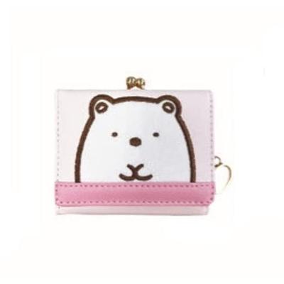 Sun Art Sumikkogurashi Clasp Mini Wallet Polar Bear 132252 Face Pattern Patch Series Clasp Coin Purse Pink