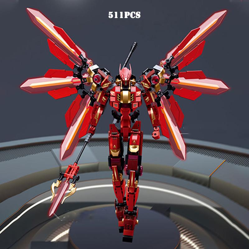 511pcs Red Mecha Assembly Building Blocks Model Robot Children's Educational Toys For Christmas Gifts 46cm