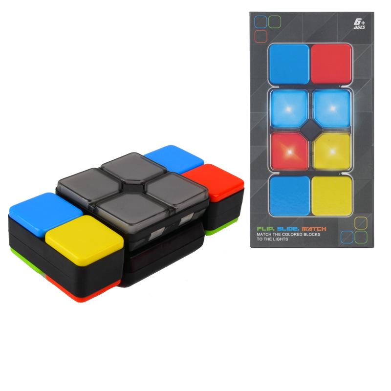Multi-functional Rotating Light Cube Toy: Electric Challenge Game with Music & Stress Relief