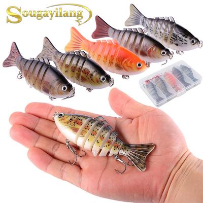 Esca per la pesca al black bass, 5 pezzi, esca multi-snodata, 7 segmenti, esca artificiale realistica per trote, esca artificiale da superficie, esca artificiale con gancio