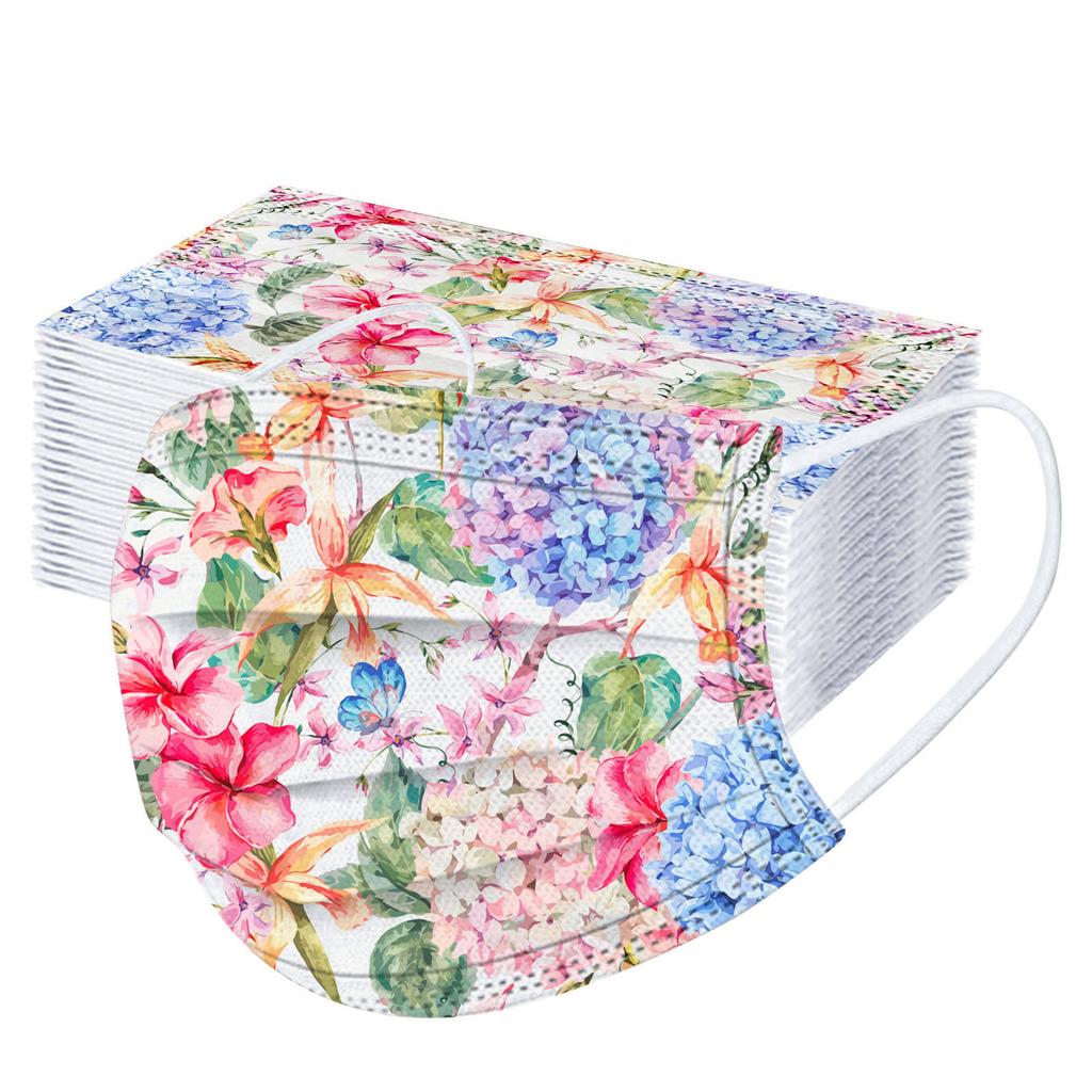 50 Stück Erwachsenen Drei-Lagen Schutz Staubdicht Cartoon-Druck Einwegmaske