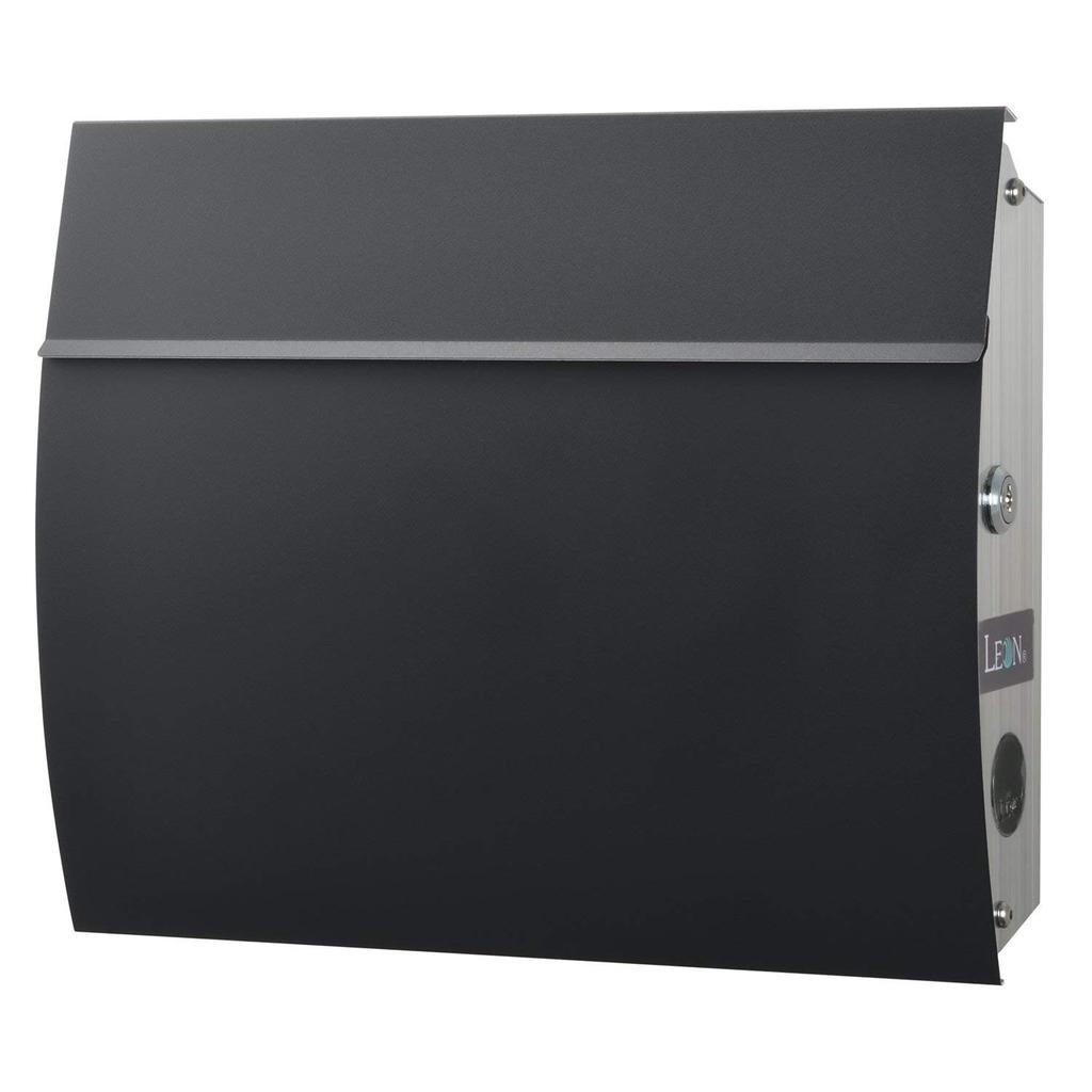LEON MB4801 Stainless Steel Mailbox with Stylish Large Mailbox Mail Box Black Wall-Mounted Lock, (Magnet Included) (No Sheet)