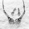 Hip Hop Chains Choker Earrings Set Halloween Punk Necklace Earring Skeleton Jewelry Suit  Gift