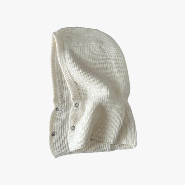 Balaclava Korean Fashion Autumn and Winter Red Knitted Hat Fashionable Warm Head Hat Wool Hat Neck Protection