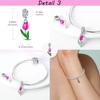 Copper Plated Spring Pink Happiness Tulip Flower Dangle Charm Fit Bracelets Necklaces Color Bead Charms Women Jewellery Making Supplies