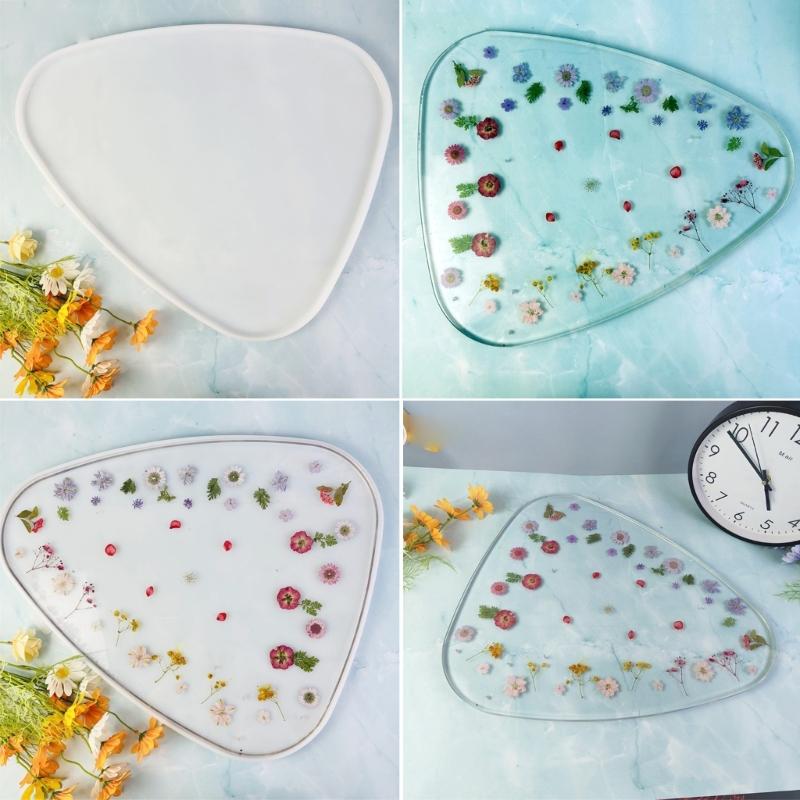 Table Crystal Epoxy Resin Mold DIY Handmade Oversized Triangle River Table Silicone Mold Large Table Ornaments Craft