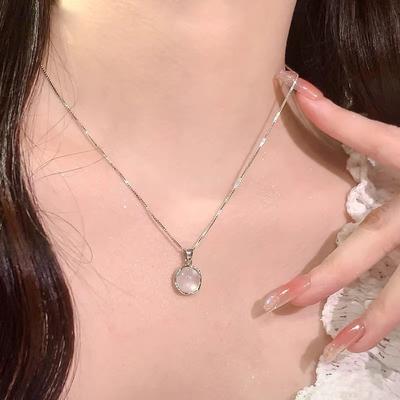 Luxe Ronde Kattenoog Steen Sleutelbeenketting Ketting Voor Vrouwen