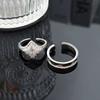 French Personalized Plain Ring Brushed Tetragonal Open Ring, Women'S Exquisite Niche Design, Advanced Sense Stacked Index Finger Ring