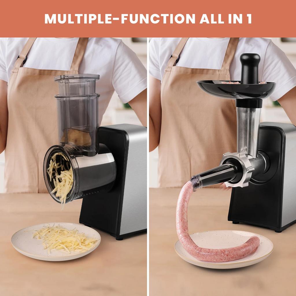 Household Stainless Steel Meat Grinder Vegetable Cutter Kitchen Machine Multifunctional Electric Slicer Shredder Sausage Filler