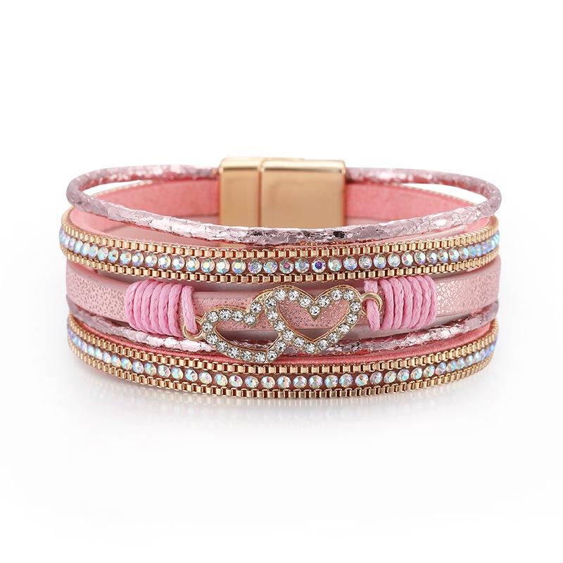 

Bohemian Heart Accessories Многослойный кожаный браслет для женщин Классический браслет с магнитной пряжкой