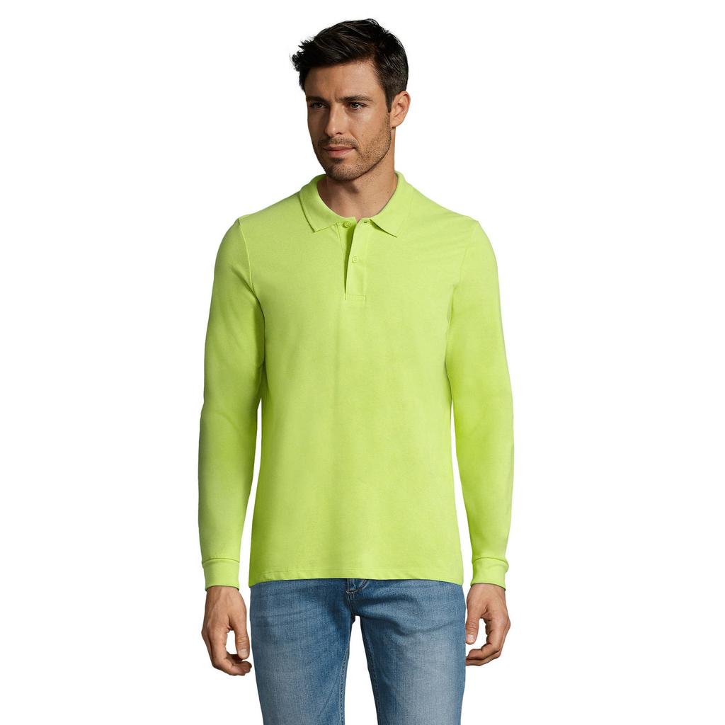 Mens Perfect Plain Pique Long-Sleeved Polo Shirt