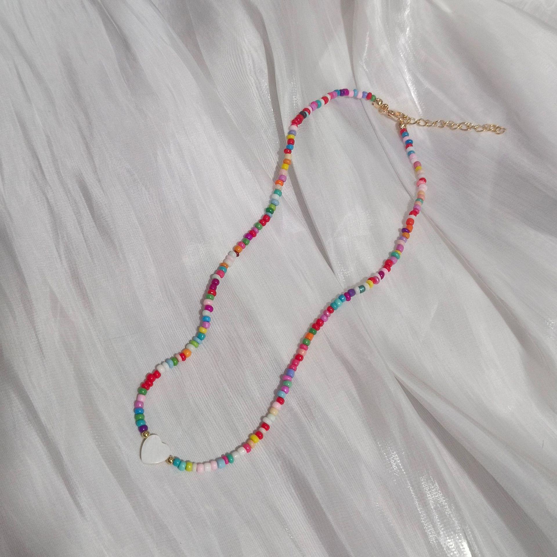 

Разноцветная подвеска в виде сердца любви из перламутра, чокер-ожерелье из бисера для женщин и девушек