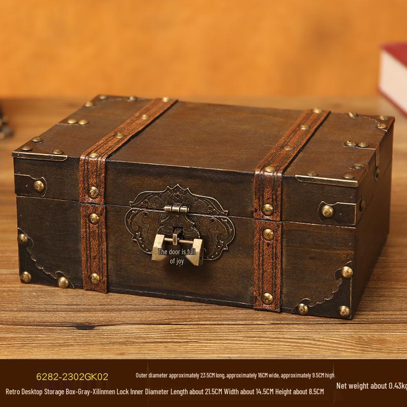 Retro Lockable Wooden Jewelry Storage Box with Password - Treasure Chest Escape Room Prop