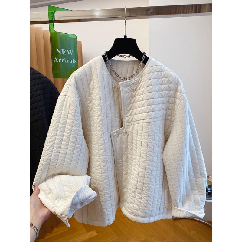 Korean Style Quilted Women's Winter Padded Jacket with Irregular Placket