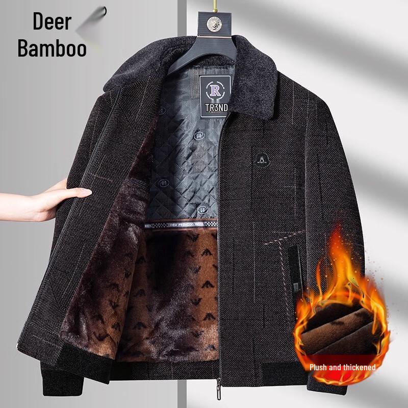 Luzhu Men s Thickened Fleece-Lined Winter Jacket 3XL