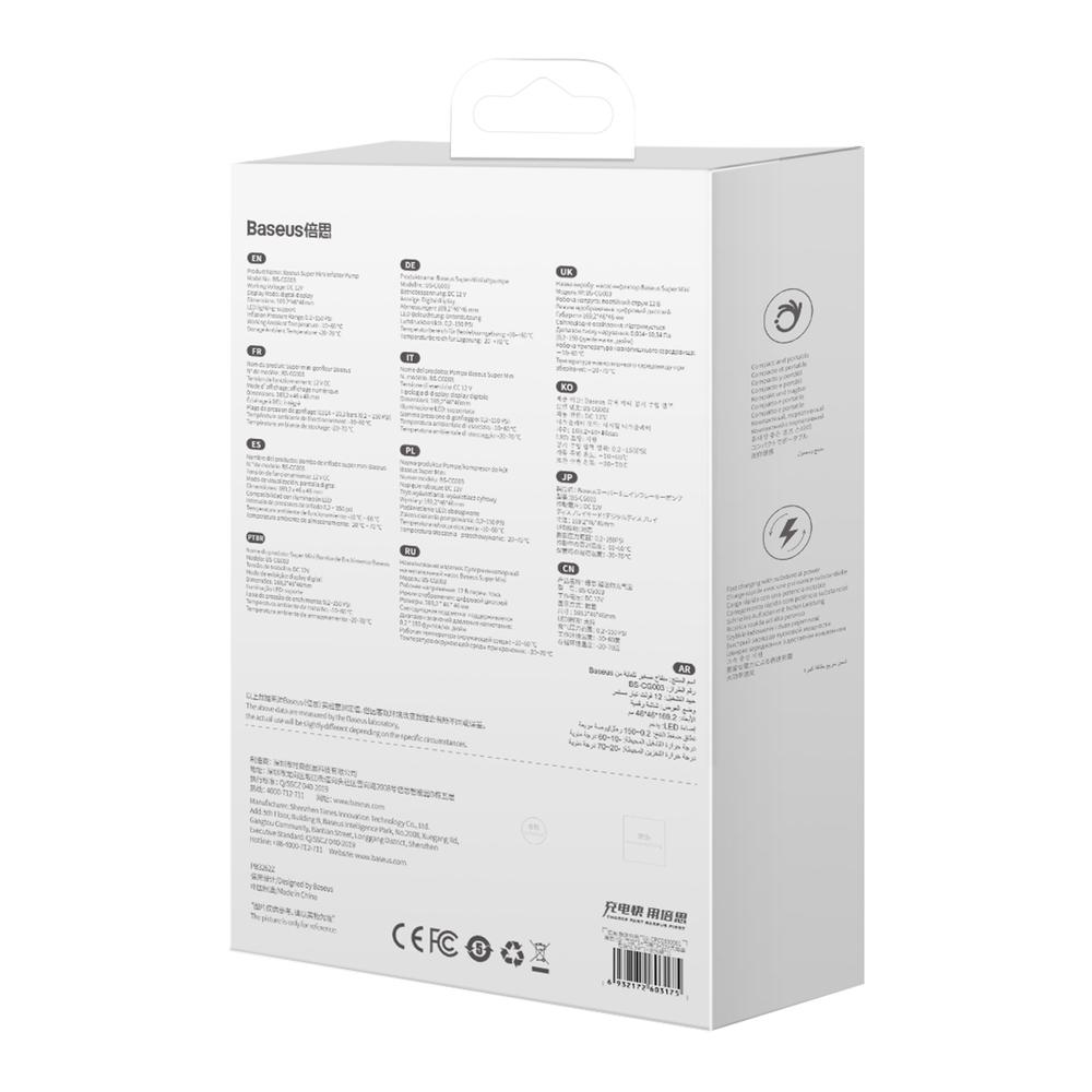 Mini car compressor, tire pump for cigarette lighter socket, black