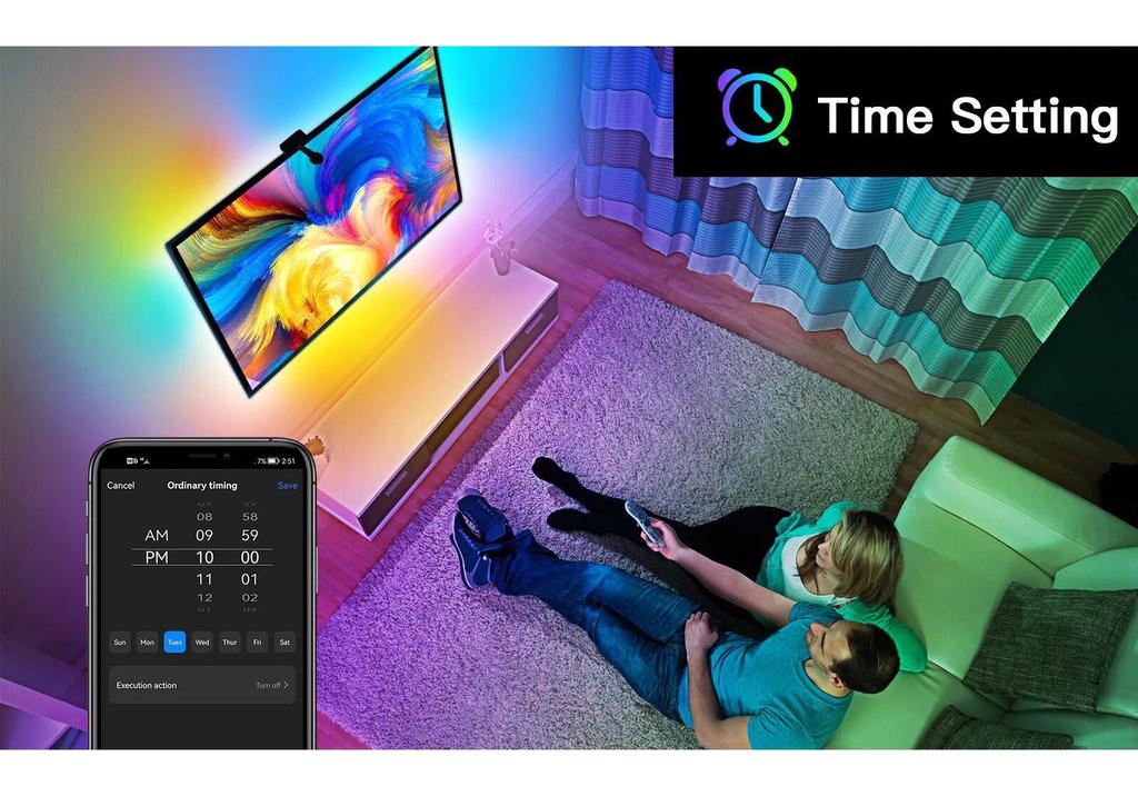 Graffiti App Control LED Light Strip for 55-65-Inch TV Background with Camera Sync