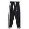 Pants Men's Spring and Autumn New Men's Striped Elastic Casual Sports Nine-Point Pants Tide Tie Feet Loose Sweatpants