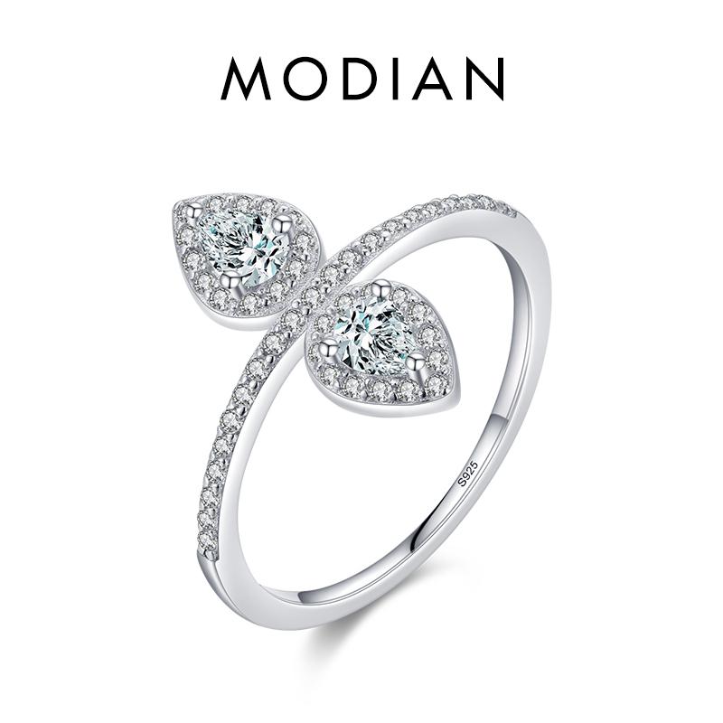 MODIAN 925 Sterling Silver Sparkling Water Drop Shape Zircon Finger Rings Exquisite Fashion Ring For Women Wedding Jewelry