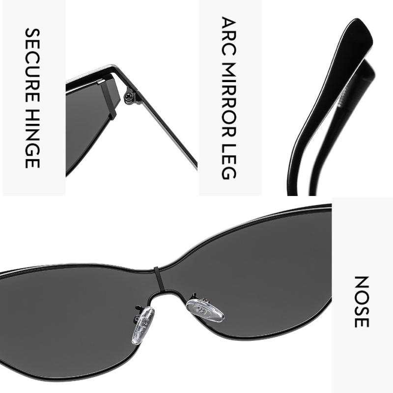 Lunettes de soleil pour femmes, lunettes de soleil de mode en métal monobloc pour hommes et femmes