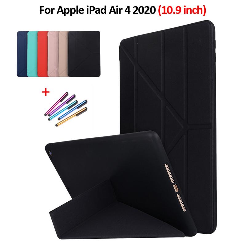

Чехол для планшета для iPad Air 4, чехол, чехол из искусственной кожи, 10,9 дюйма, мягкая силиконовая задняя подставка для планшета Funda iPad Air 4, 2020, чехол Etui Tablet Shell for Ipad Air 4 2020 чёрный