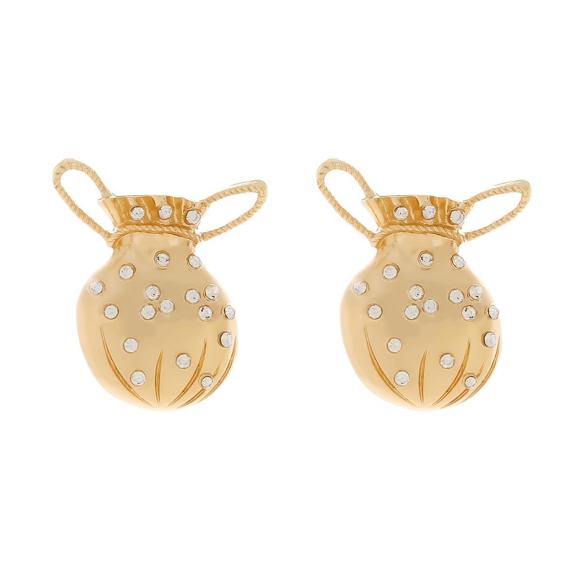 

Metal Handbags Geometric Stud Earrings Women s New Simple Vintage Design Zircon Party Accessories белый
